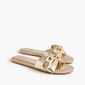 J.Crew Bow Flip Flops in Sunkissed Gold, Size 8
